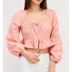 Anthropologie En Saison Peplum Crop Top Peach